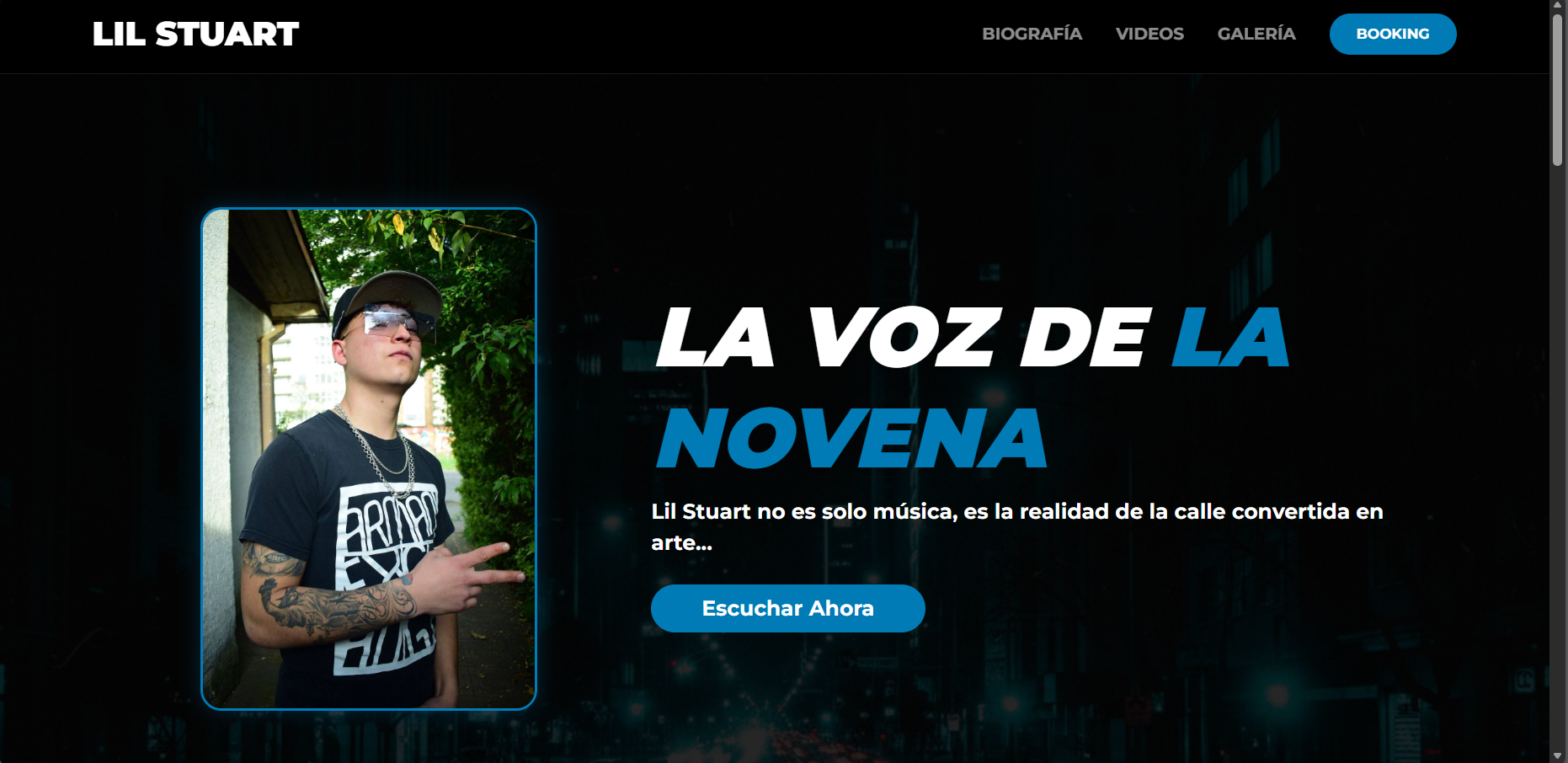 Lil Stuart - Página de perfil de artista musical diseñada por KoaLink